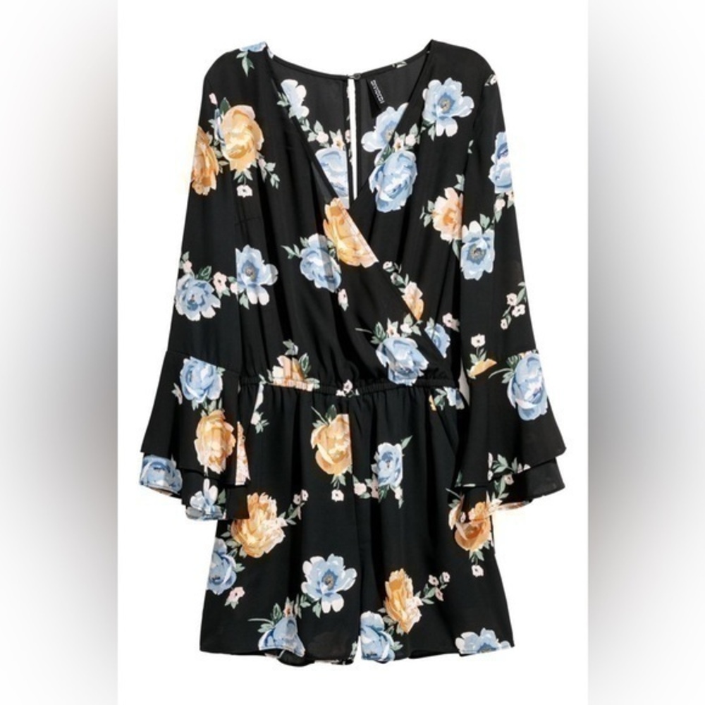 H&M Floral V-neck Jumpsuit Small